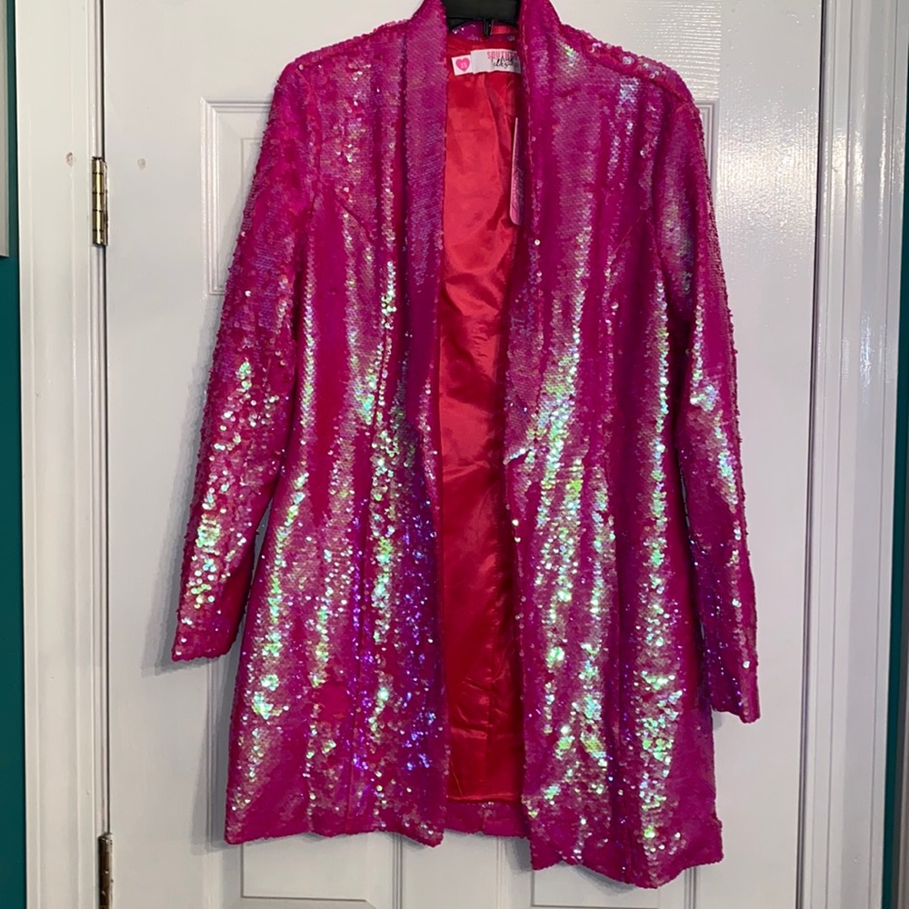 New! Barbie hot pink Sequin blazer from Southern Fried Chics Boutique